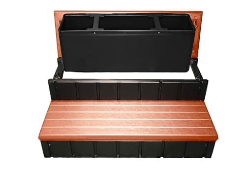 Confer Plastics Two Tier 36" Wide Storage Hot Tub Step: Durable, Multi-Functional, Non-Skid Spa Steps, Easy Installation, Sturdy, Long Lasting Upgrade to Your Space. Proudly Made in USA. - Redwood
