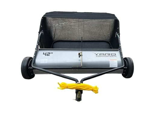 42-Inch Tow-Behind Lawn Sweeper, 10" Nylon Brushes, Universal Tractor/ATV Hitch, Never-Flat Wheels, Adjustable Height, 1-Year Warranty, Ideal for Leaves, Grass & Debris
