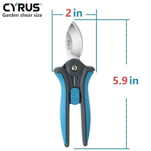 CYRUS 6” Gardening Scissors Hand Pruner Pruning Shear with Curved Stainless Steel Blades Plant Shears Garden Clippers Handheld