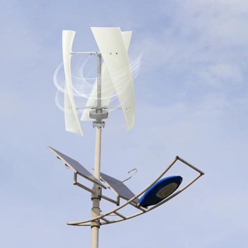 Wind Turbine, 500W Vertical Axis Wind Turbine Generator Home Windmill Kit Hybrid Wind System with Controller for Home, Business, Industrial Energy Supply (500W 12V White)