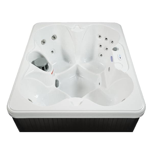 Hudson Bay HB15 4-Person Hot Tub with 15 Therapy Jets and Digital Controls – White Acrylic Interior and Mocha Exterior Cabinet - Ideal for Backyard Relaxation and Hydrotherapy