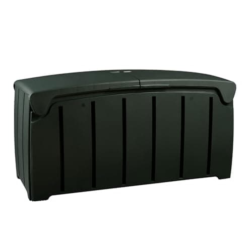 Products 85 Gallon (321L) Outdoor Storage Organization Bin, Patio Deck Box with Dual Door Lid for Garden, Pool, & Furniture Accessories, Black