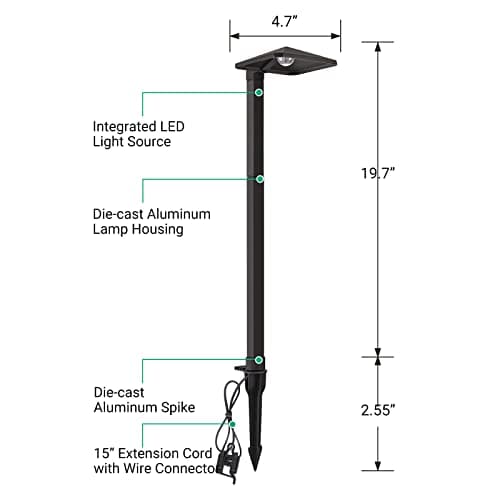 EDISHINE Low Voltage Landscape Lighting, 3W 230LM 3000K 50,000 Hrs Waterproof LED Pathway Lights Wired, 12V Outdoor Electric Landscape Lighting with Connectors, Aluminum Housing, ETL Listed, 4 Pack