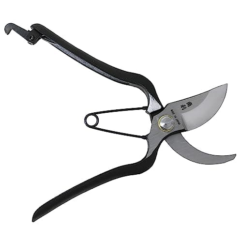 KAKURI Japanese Pruning Shears for Gardening Heavy Duty 8", Made in JAPAN, Professional Garden Bypass Pruners with Leather Sheath, Hand Forged Japanese Carbon Steel, Black