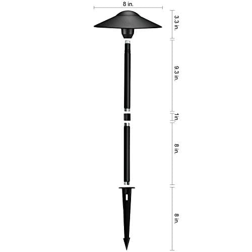 3W LED Landscape Lights Landscape Lighting Low Voltage Outdoor Pathway Lighting Replaceable LED Bulb 3000K Aluminum housing with ABS Ground Stake for Yard Patio Driveway Black, Pack of 6
