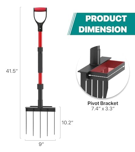 Pitch Fork for Garden, 5-Tine Heavy Duty Pitchfork for Loosening Soil, 41 Inch Gardening Fork for Digging, Composting, Spading, Cultivating Soil, Metal Fork Head with Fiberglass Handle, D-Grip