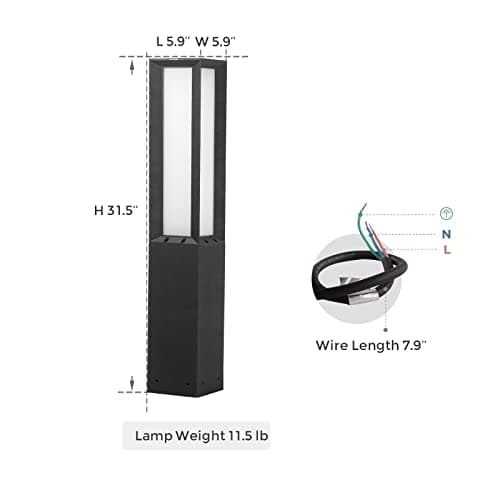 Landscape Path Light, Stainless Steel 8W 800LM Luxury LED Lighting, 32 Inches Modern Outdoor Bollard Lighting for Lawn, Patio, Courtyard and Driveway Decoration