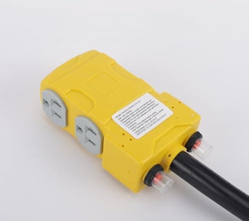 50Amp to 20 Amp 110V RV Distribution Adapter. 4 Prong NEMA 14-50P Male to 4*5-20R/5-15R Household Outlet Female with Circuit Breaker.RV Generator Adapter Cord 1.5FT.Yellow