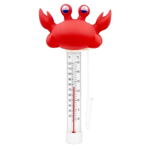 XY-WQ 2 Packs Floating Pool Thermometer, Large Size Easy Read for Water Temperature with String - Indoor and Outdoor Swimming Pools and Spas (Crocodile & Crab 04)