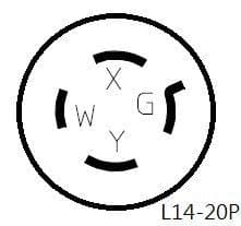 Parkworld 884975 Generator Adapter 4-Prong Locking 20A L14-20 Plug to 30A Locking L14-30 Receptacle