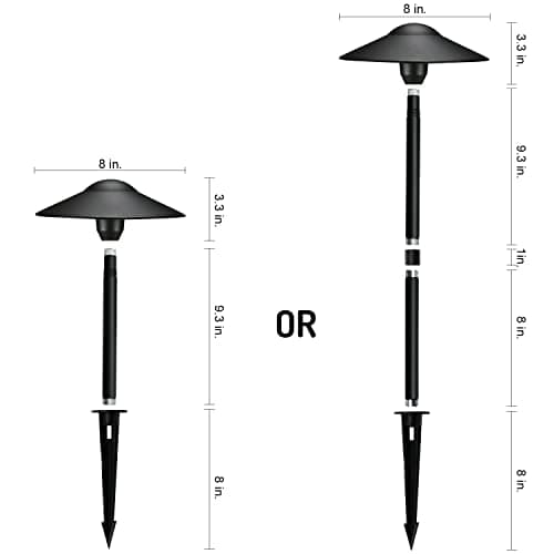 3W LED Landscape Lights Landscape Lighting Low Voltage Outdoor Pathway Lighting Replaceable LED Bulb 3000K Aluminum housing with ABS Ground Stake for Yard Patio Driveway Black, Pack of 6