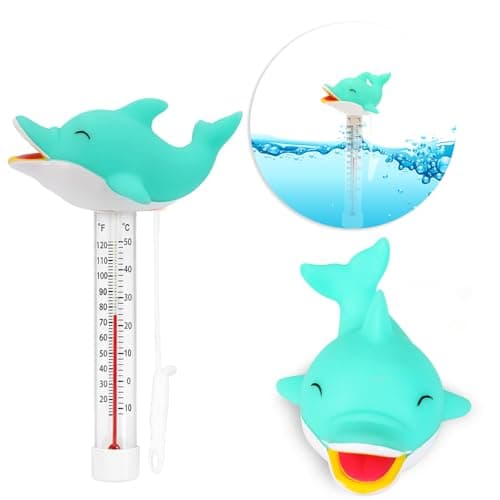 XY-WQ Floating Pool Thermometer, Large Size Easy Read for Water Temperature with String - Swimming Pool, Spas, Hot Tubs, Ponds (Dolphin3)