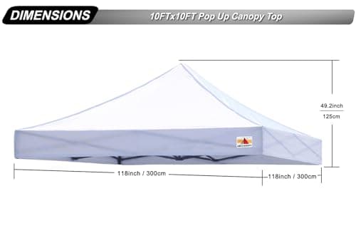 ABCCANOPY Replacement Canopy Top for Pop Up Canopy Tent (10x10, White)