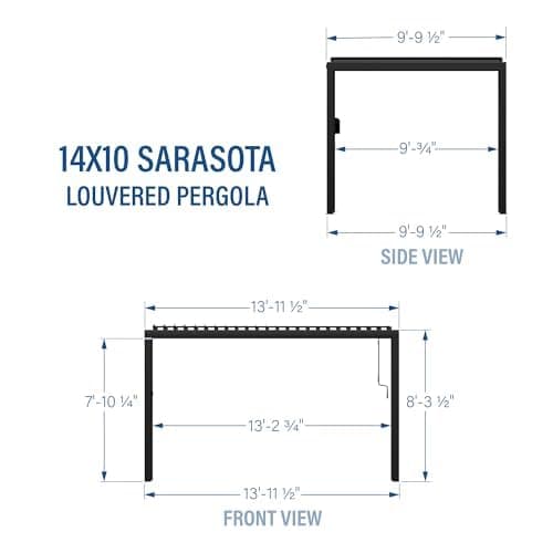 Backyard Discovery Sarasota 14' x 10' Galvanized Steel Louvered Pergola Kit with Adjustable Roof, Shade, Rain Protection, High-Wind Rating, Gutter System for Outdoor Patio, Garden, Deck, Entertaining
