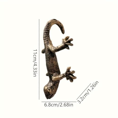 Vintage Bronze Gecko Planter Pot Hugger Flower Figurine – Resin Climbing Lizard Statue for Garden, Fairy Garden Terrarium, Outdoor Fence & Yard Decor，Versatile Home & Office Decor