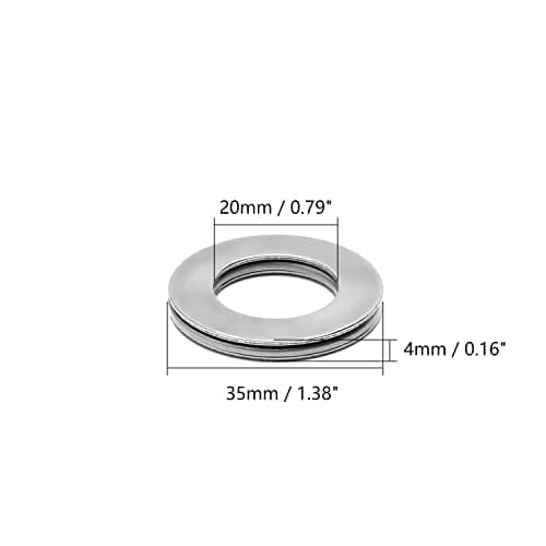 2 Sets AXK2035 Needle Roller Bearings, Thrust Bearing w 4 Washers, 20mm ID, 35mm OD, 4mm Thk, GCr15 Small Bearings for Lawn Mower Truck Power Steering