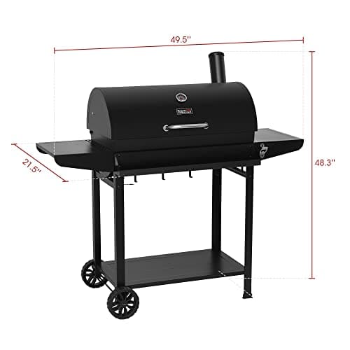 Royal Gourmet CC1830T 30-Inch Barrel Charcoal Grill with Warming Rack & Front Storage Basket, Outdoor BBQ Grill with 627 sq. in. Grilling Area for Backyard Barbecue Cooking Party, Black