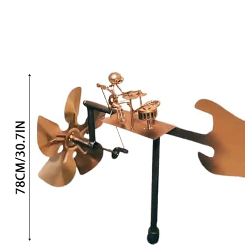 Metal Drummer Windmill Garden Decor, Percussionist Music Figurine, Wind-Powered Art Sculpture for Yard, Patio