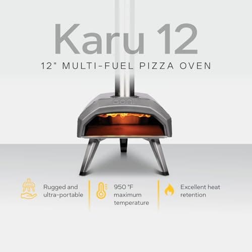 Ooni Karu 12 Multi-Fuel Outdoor Pizza Oven – 12 Inch Pizzas in 60 Seconds - Portable Wood and Gas Fired Pizza Oven with Pizza Stone, Dual Fuel Ooni Pizza Oven