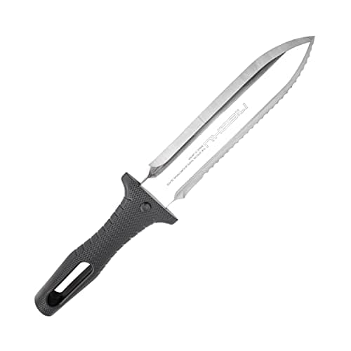 Nisaku NJP800 Yamagatana Hori Weeding & Digging Knife, Japanese Stainless Steel 7.25-Inch Blade, 5.5-Inch Ergonomic Black Plastic Handle