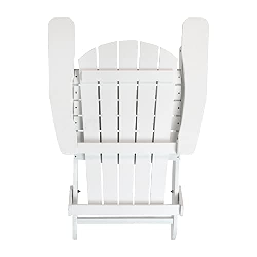 Flash Furniture Charlestown Commercial Folding Adirondack Chair - White - Poly Resin - Indoor/Outdoor - Weather Resistant