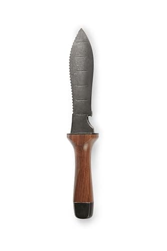 Hori Hori Garden Knife, Traditional Japanese Weeding Tool with ergonomic wooden handle. Large 7'inch blade with case. (Standard blade)