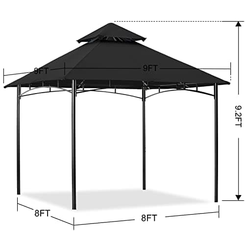 MASTERCANOPY Outdoor Garden Gazebo for Patios with Stable Steel Farme(9x9, Black)