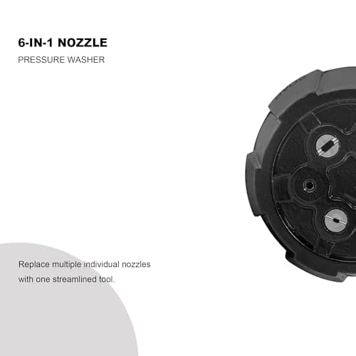 Adjustable Pressure Washer Nozzle 6-in-1, Stainless Steel, Quick-change Over Replacement Nozzle Tip for Power Washer, 4500 PSI, 1/4” Quick Connect