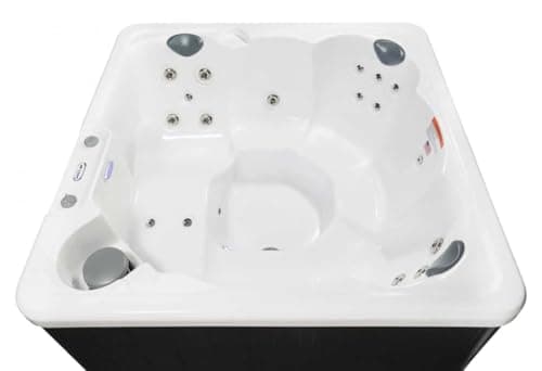 Hudson Bay HB19 6-Person Hot Tub with 19 Therapy Jets and Digital Controls – White Acrylic Interior and Mocha Exterior Cabinet - Ideal for Backyard Relaxation and Hydrotherapy