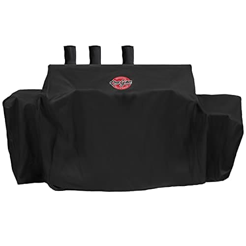 Char-Griller® 3-Burner Dual Fuel Expandable Propane Gas and Charcoal Outdoor Polyester Grill and Smoker Cover in Black, 29in x 65in x 49in, Model 8080
