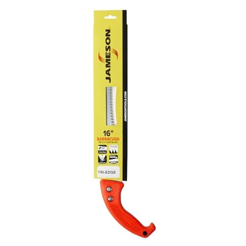 Jameson HS-16TE-O Barracuda™ Tri-Cut Hand Saw, 16" Impulse-Hardened Steel Blade with Orange Ergonomic Soft Grip Handle, Replaceable Blade for Clean Cuts