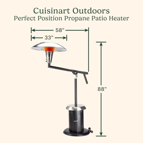 Cuisinart COH-400 Perfect Position Overhead Propane Patio Heater, Extra Large 33" Heat Shield