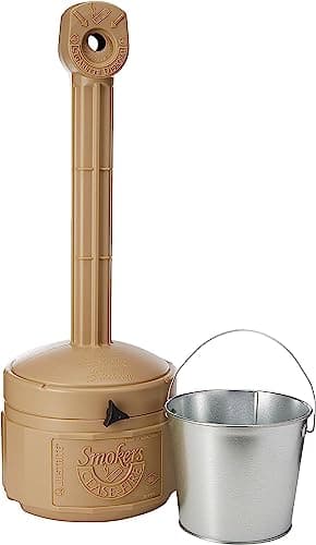 Justrite, Personal Smoker’s Cease-Fire Outdoor Ashtray, Polyethylene Standing Ashtray with Steel Bucket, 1 Gallon, Terracotta, 26806T