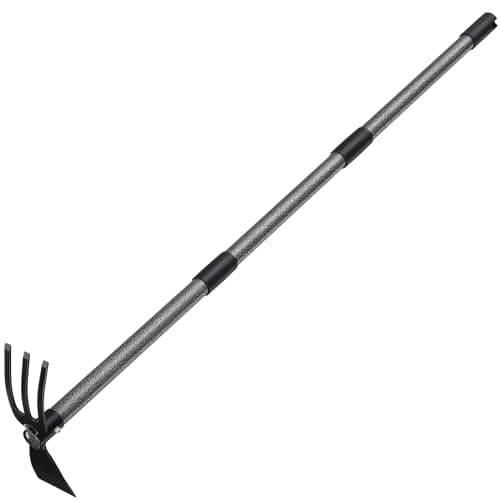 Garden Hoe Tool, 2-in-1 Heavy Duty Dual-Head Weeding Tool, 45" Adjustable Long Handle Cultivator for Weeding, Tilling, Lawn Yard Flower Bed Gardening Tool