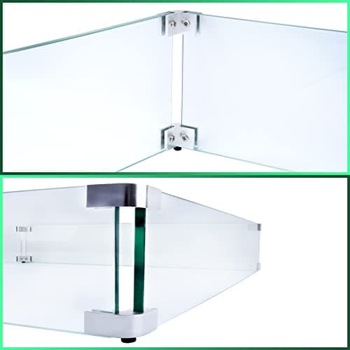 Fire Pit Wind Guard, 17.5 Square Fire Pit Glass Wind Guard Made of Clear Tempered Glass, Set with Assembly Instructions, Screwdriver, Easy to Install