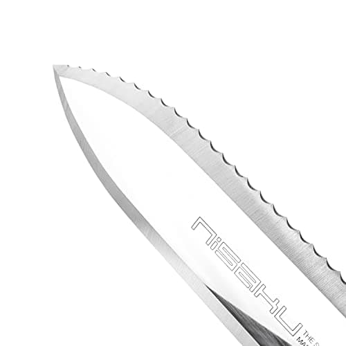 Nisaku NJP800 Yamagatana Hori Weeding & Digging Knife, Japanese Stainless Steel 7.25-Inch Blade, 5.5-Inch Ergonomic Black Plastic Handle