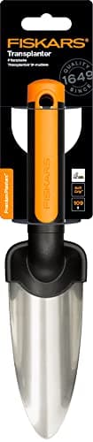 Fiskars Premium Planters Transplanter, Length 27 cm, Stainless Steel Trowel, Black/Orange, 1000727