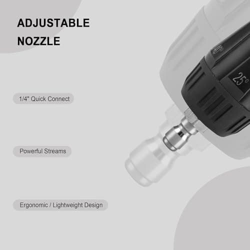 Adjustable Pressure Washer Nozzle 6-in-1, Stainless Steel, Quick-change Over Replacement Nozzle Tip for Power Washer, 4500 PSI, 1/4” Quick Connect