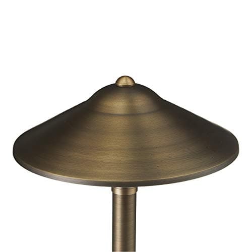 VOLT Max Spread 12V Solid Brass Mini Path Light (15" Tall, 9" Shade) for Low Voltage Landscape Lighting on Outdoor Pathway, Walkway, Garden, Driveway or Patio