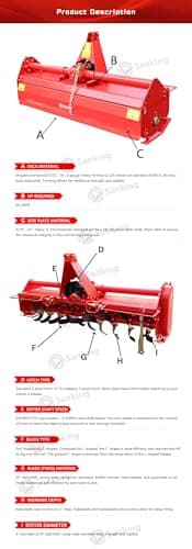 Heavy Duty 75" Rotary Tiller 3 Point Rototiller Tractor Tiller Attachment PTO Tiller Cultivator C Blade