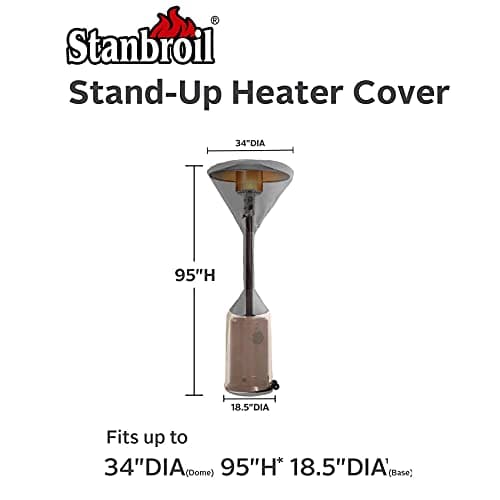 Stanbroil Patio Heater Cover, 600D Oxford Fabric Outdoor Patio Heater Covers with Zipper, Waterproof, Black/Camel, 95'' Height x 34" Dome x 18.5" Base