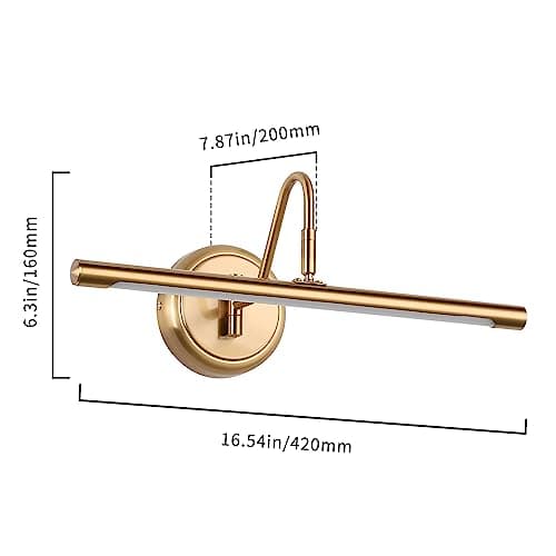 JOOSENLUX Modern Brass Picture Light Hardwired - 16.54'' for Wall Painting and Artwork Display - 7W LED Wall Lights(45W Eqv.) - Warm White 3000K - Hard Wired Connection with Swing Arm