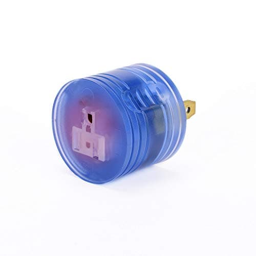 RV Power Adapter 30 amp to 110 Adapter, NEMA TT-30P to 5-15R , 30A Male to 15A Female (30M/15F-Round, Clean Blue)