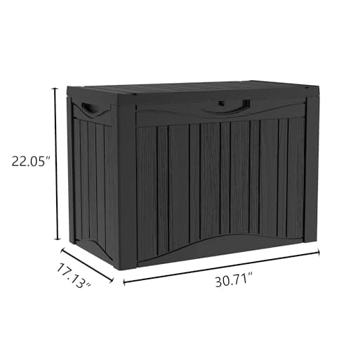 Outdoor Resin Storage Deck Box, 48 Gallon Capacity, Weather-Resistant, Black