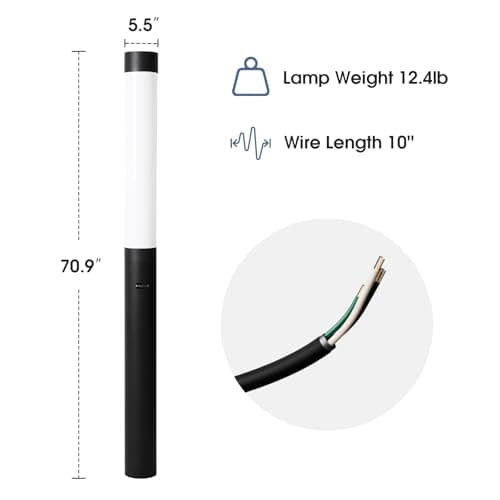 SkyGlow Outdoor Landscape Path Light, 71" Aluminum Lawn Lighting with 20W 2200LM Waterproof IP55 Curb Appeal Luxury Modern with for Garden, Pathway, Bollard, Patio, Courtyard and Driveway Decoration