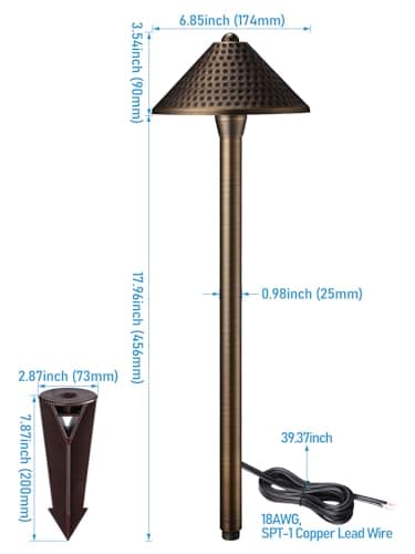 LEONLITE Outdoor Solid Cast Brass Pathway Lights, 12V Low Voltage Landscape Lights for Walkway, Garden, Work with G4 Bulb, (Bulbs Not Included), IP65, 21.5'' Tall, 6.85'' Shade, Bronze, Pack of 4