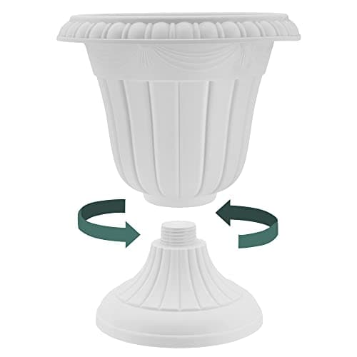 PL20BK Classic Traditional Plastic Urn Planter Indoor/Outdoor, 10" x 12", Black