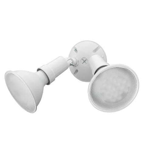 Lithonia Lighting Outdoor Flood Light Fixture, Adjustable Twin Par Flood Light Holder for Safety and Security, 120 Volts, Uses 2 Lamps Up to 150W (Not Included), White (OFTH 300PR 120 WH M12)