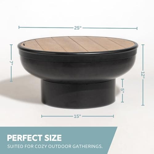 Cast Iron Fire Pit Table with Lid, Extra Thick and Heavy Duty Fire Bowl, Deep Round Firepit for Outdoor Bonfire Gatherings, Wood Burning Firepits for Outside Patio, Modern Outdoor Fire Pits