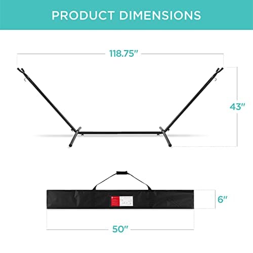 Best Choice Products Double Hammock with Steel Stand, Indoor Outdoor Brazilian-Style Cotton Bed w/Carrying Bag, 2-Person Capacity - Steel